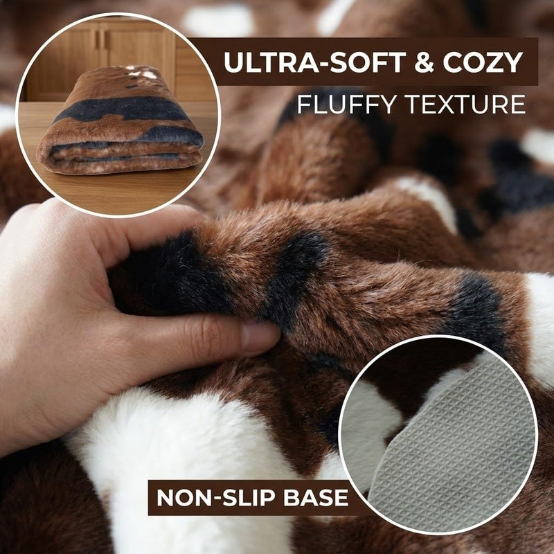 MustMat Brown Cow Print Rug 4'7''Ã—5'3'' Faux Cowhide Rugs Cute Animal Printed Carpet for Home - Image 4